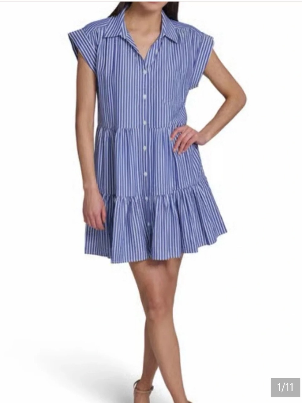 NWT Tommy Hilfiger Striped Tiered Button Down Dress 6